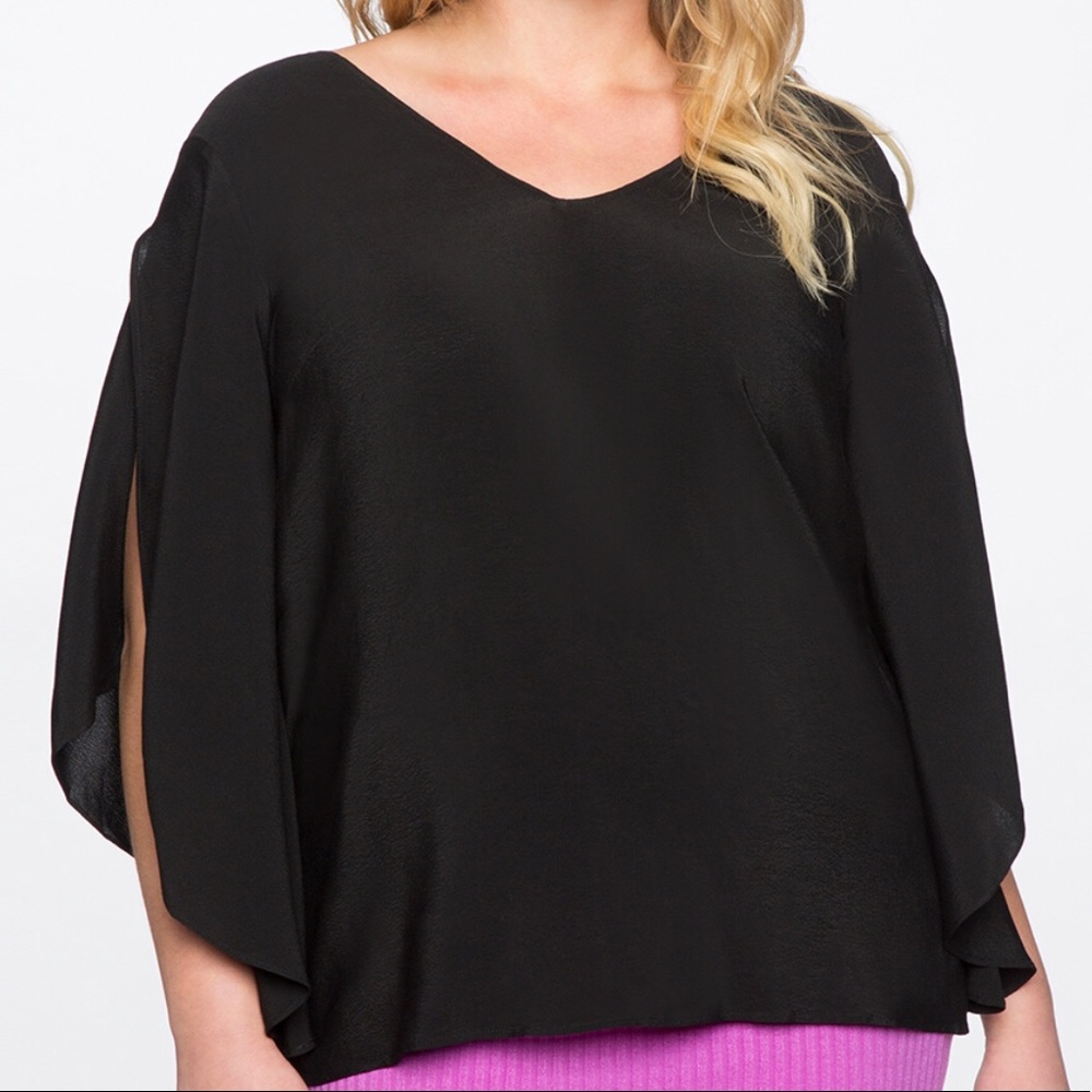 🆕 Eloquii Flare Sleeve Bow Back Top - Picture 2 of 5